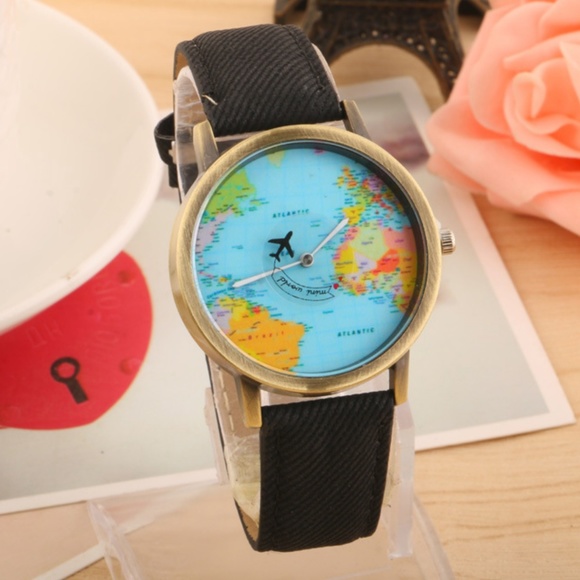 NEW Unisex World Map Plane Quartz Watch - Picture 5 of 6
